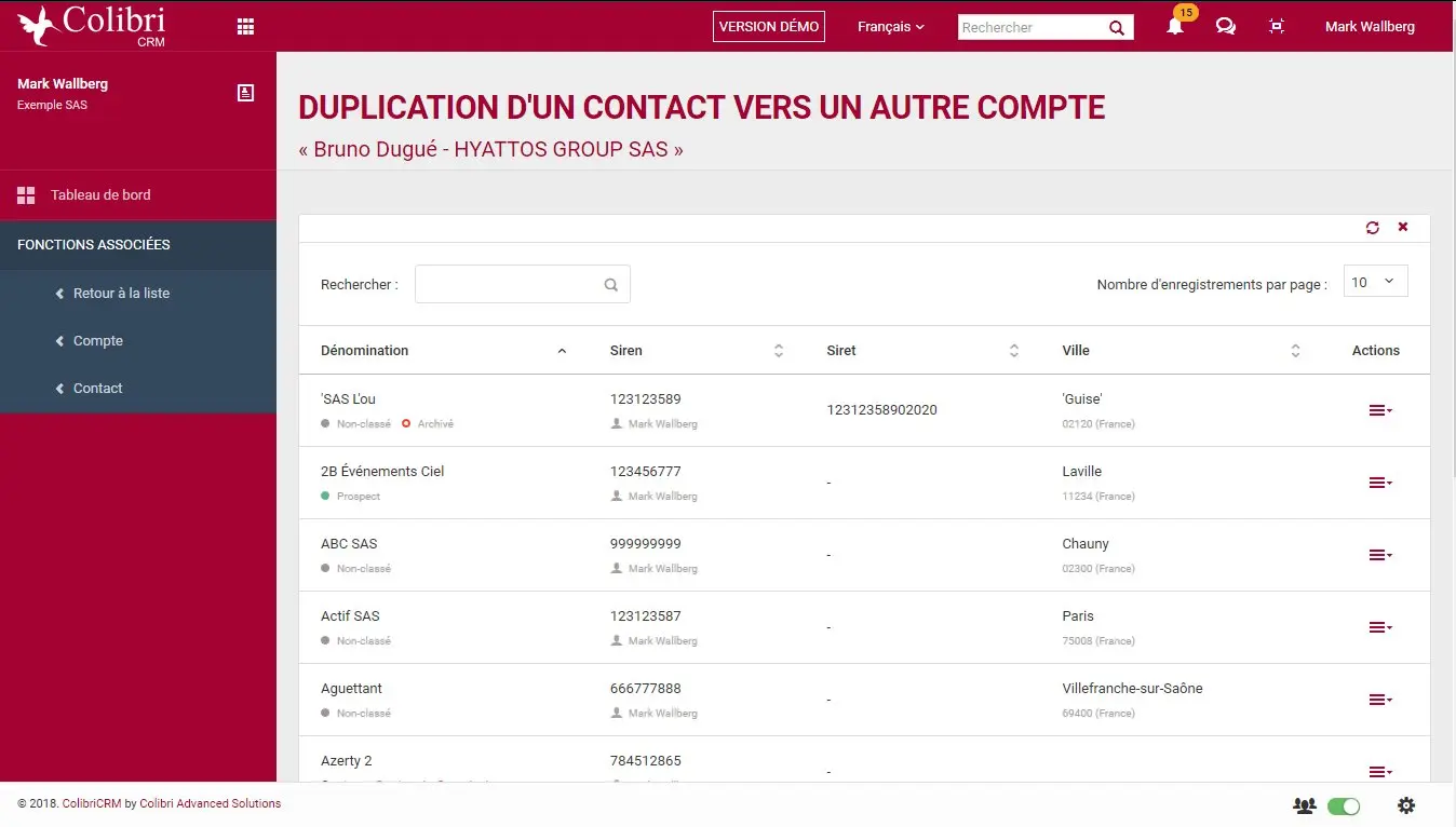 Découvrez comment dupliquer vos contacts sur vos comptes entreprises au sein de votre solution CRM ColibriCRM, gagnez du temps dans votre saisie de données !