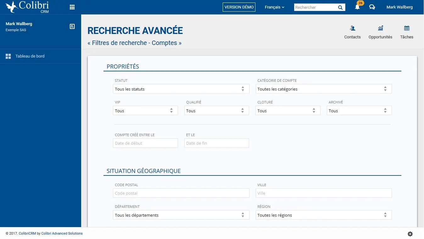 Effectuez des recherches avancées grâce à de nombreux filtres de recherche et créer vos listes de diffusion marketing pour vos campagnes Emailing, SMS et Courrier.