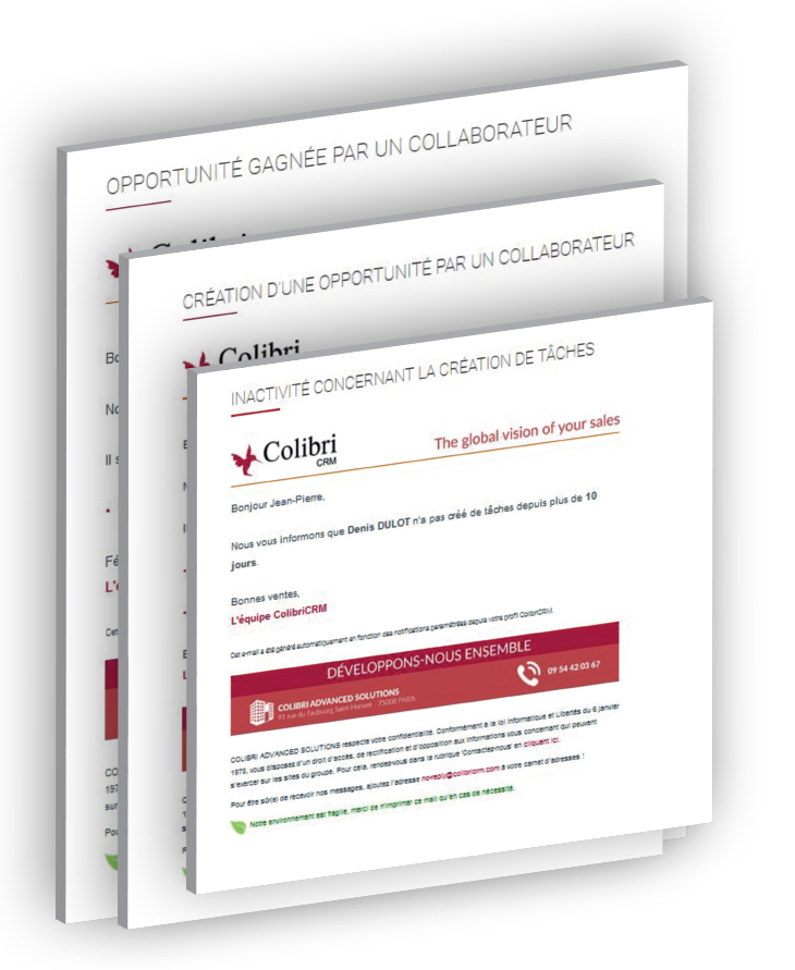 : améliorez confort et cohésion équipe commerciale colibricrm emails transactionnels
